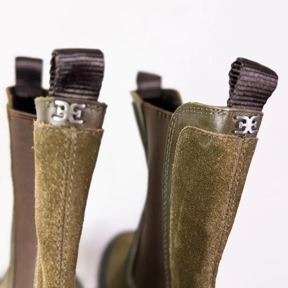 Sam Edelman Lulia Leather Suede Chelsea Lug Sole Platform Combat Boots 7.5 NWT